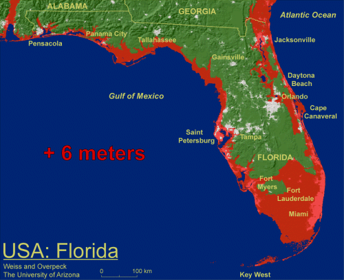 Global Warming induced sea rise fffect on Florida